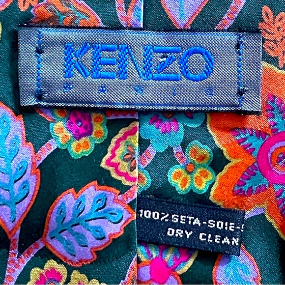 Kenzo Colorful Floral Print Silk Tie - Picture 9 of 16